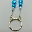Blue Murano glass eyeglass ring and chain from the Woods & Byrne collection