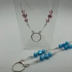 Blue and pink Murano eyeglasses chain from the Woods & Byrne collection