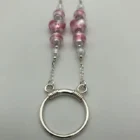 Pink Murano glass eyeglass ring and chain from the Woods & Byrne collection