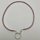 Pink glasses chain braided leather sterling silver by Woods & Byrne
